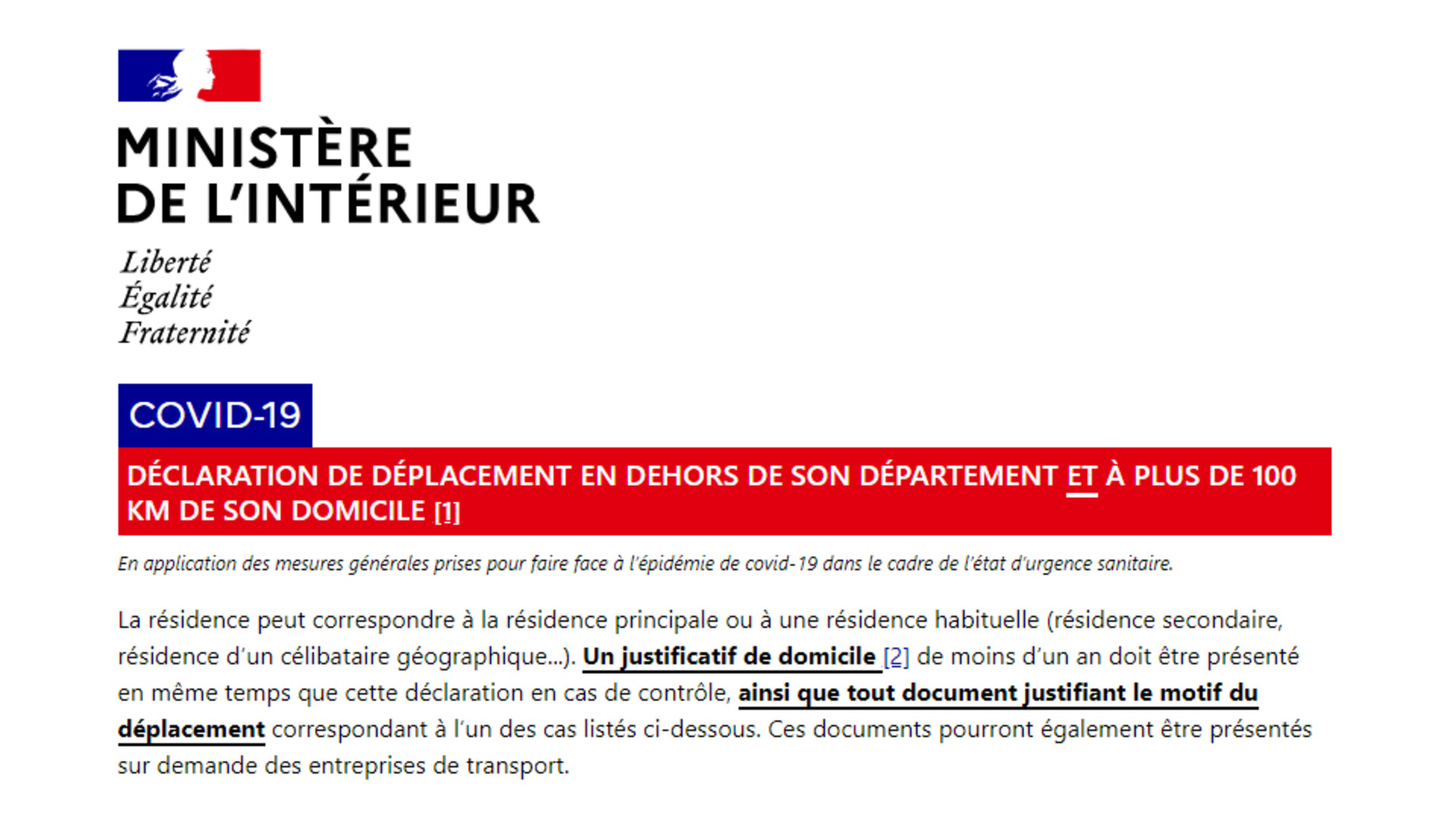 attestation de déplacement 100km