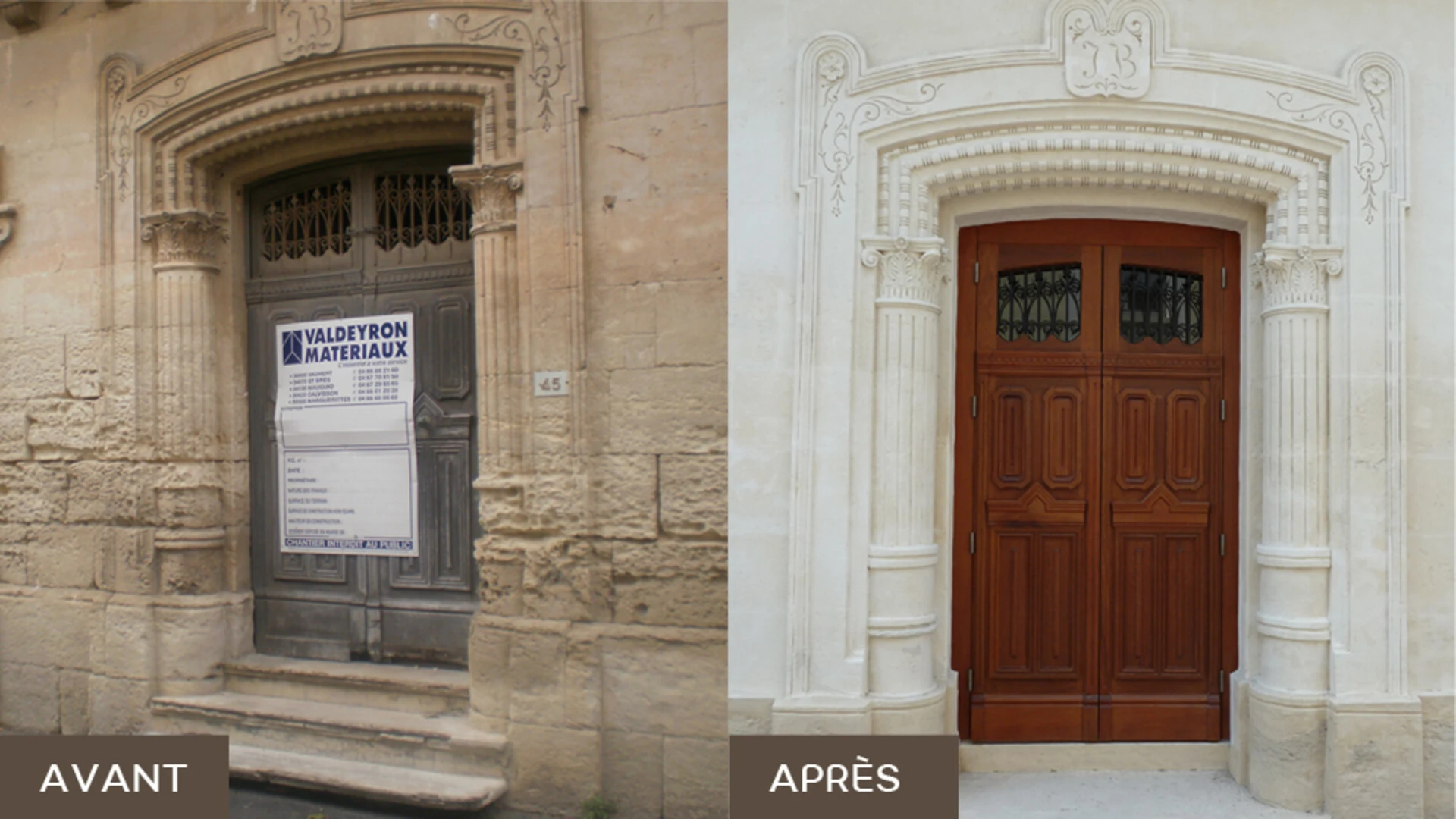 Réparation pierre de taille (façade) - avant/après