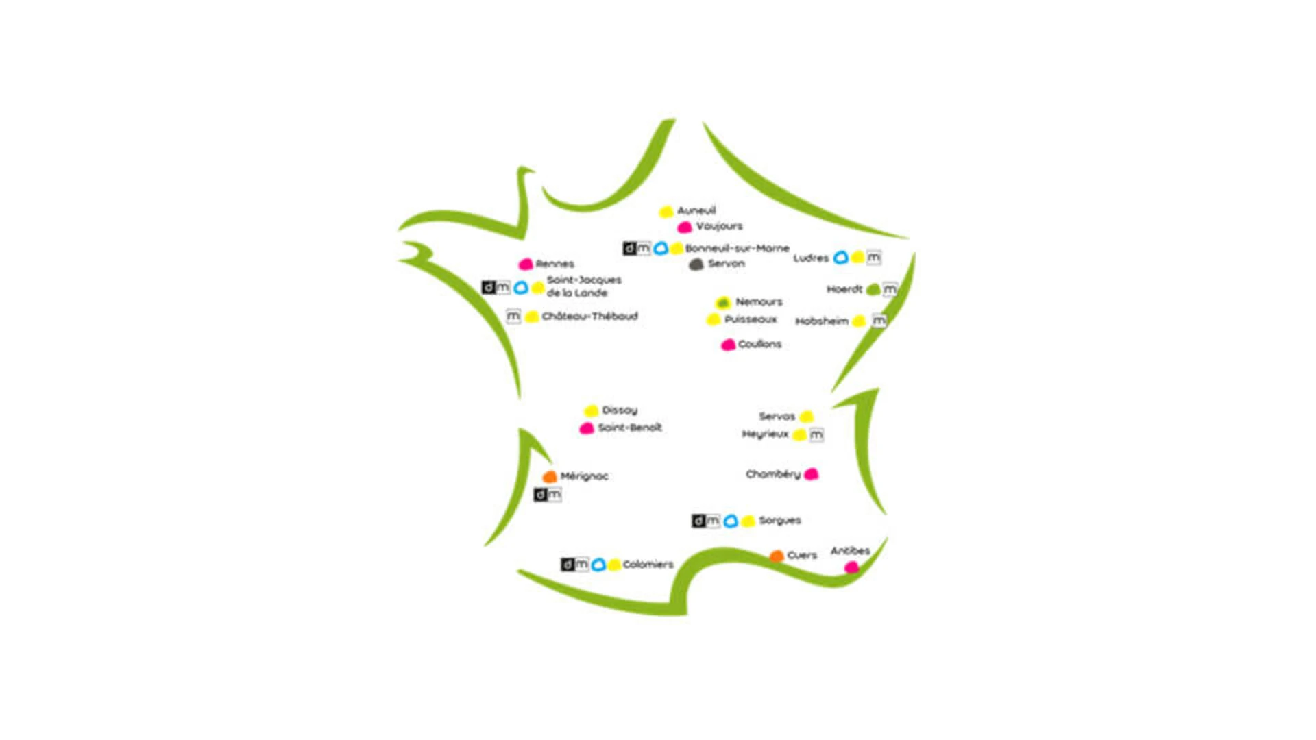 carte des 13 sites weber en France