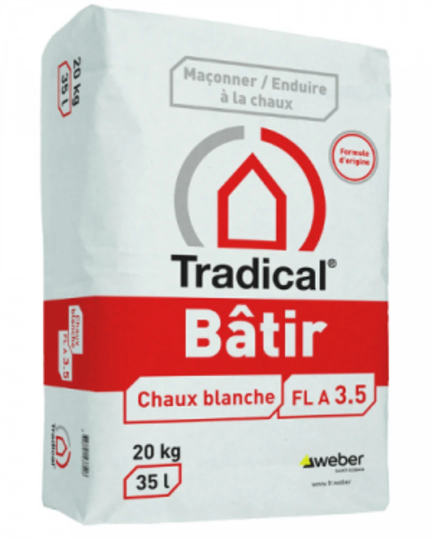 Tradical® Bâtir Chaux blanche pour les gobetis et corps d’enduit