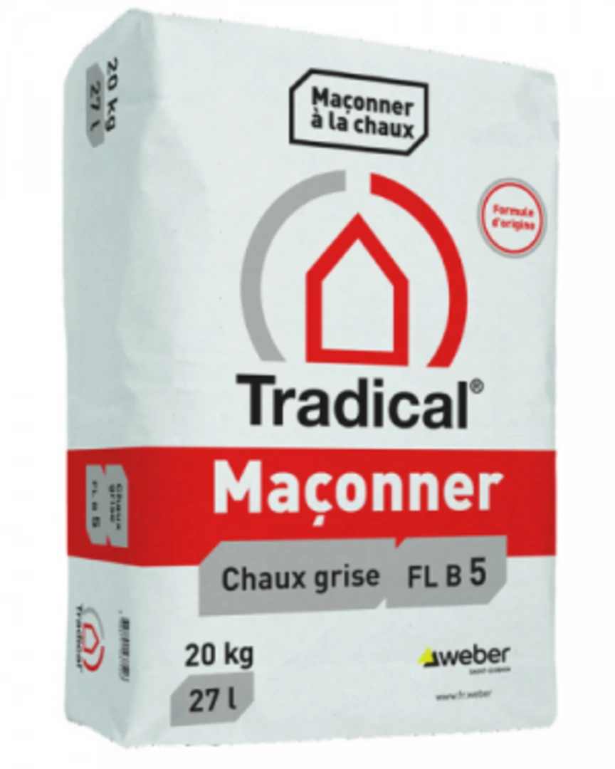 Tradical® Maçonner Chaux grise pour les supports fermes et durs