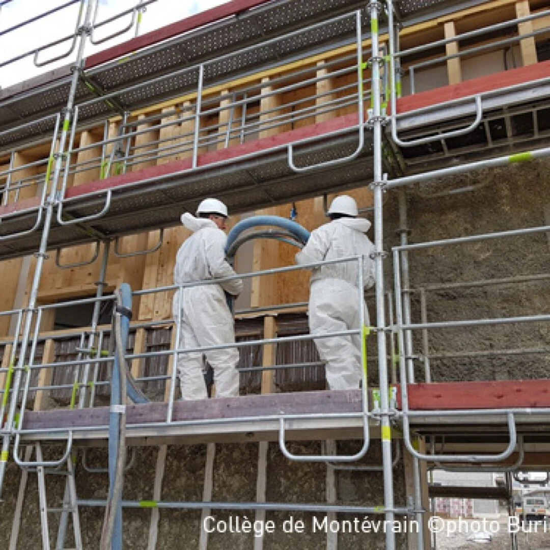 Application au 1er étage du béton de chanvre Tradical_Montévrain