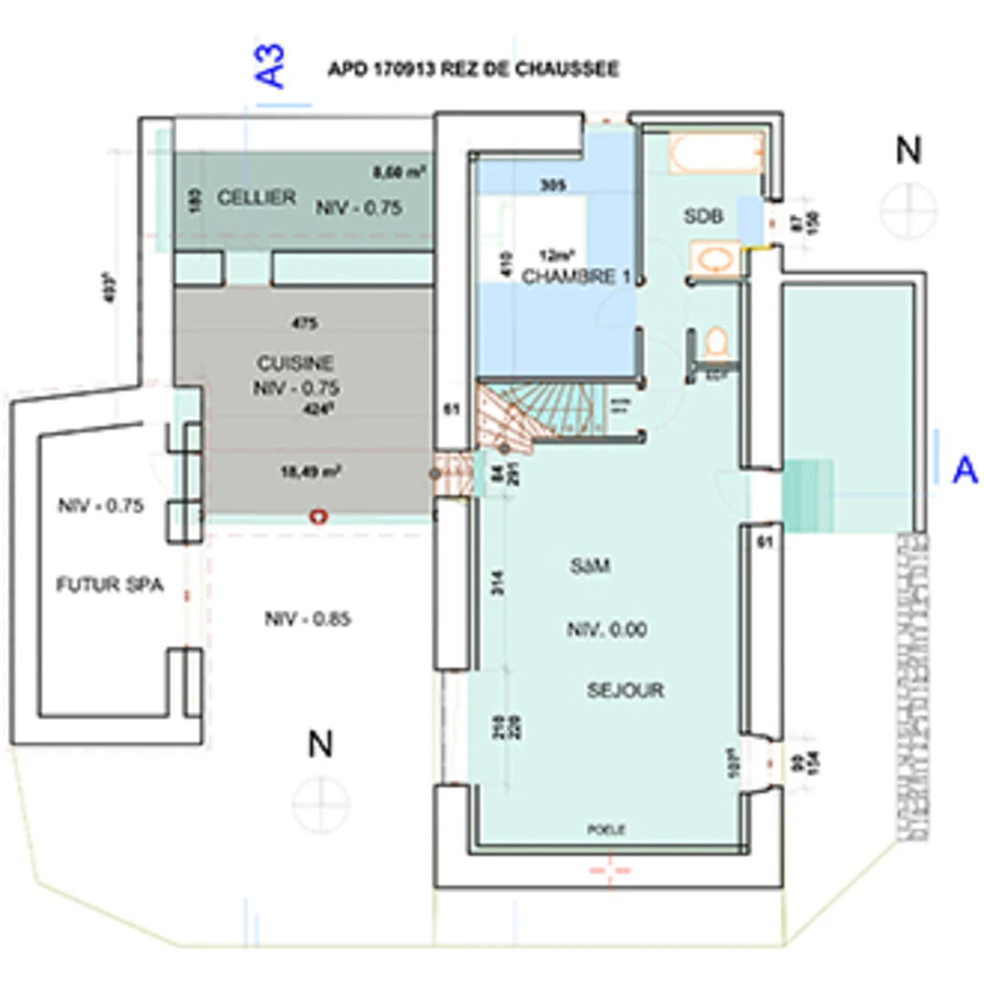 Projet de l’architecte pour réorganiser le rdc
