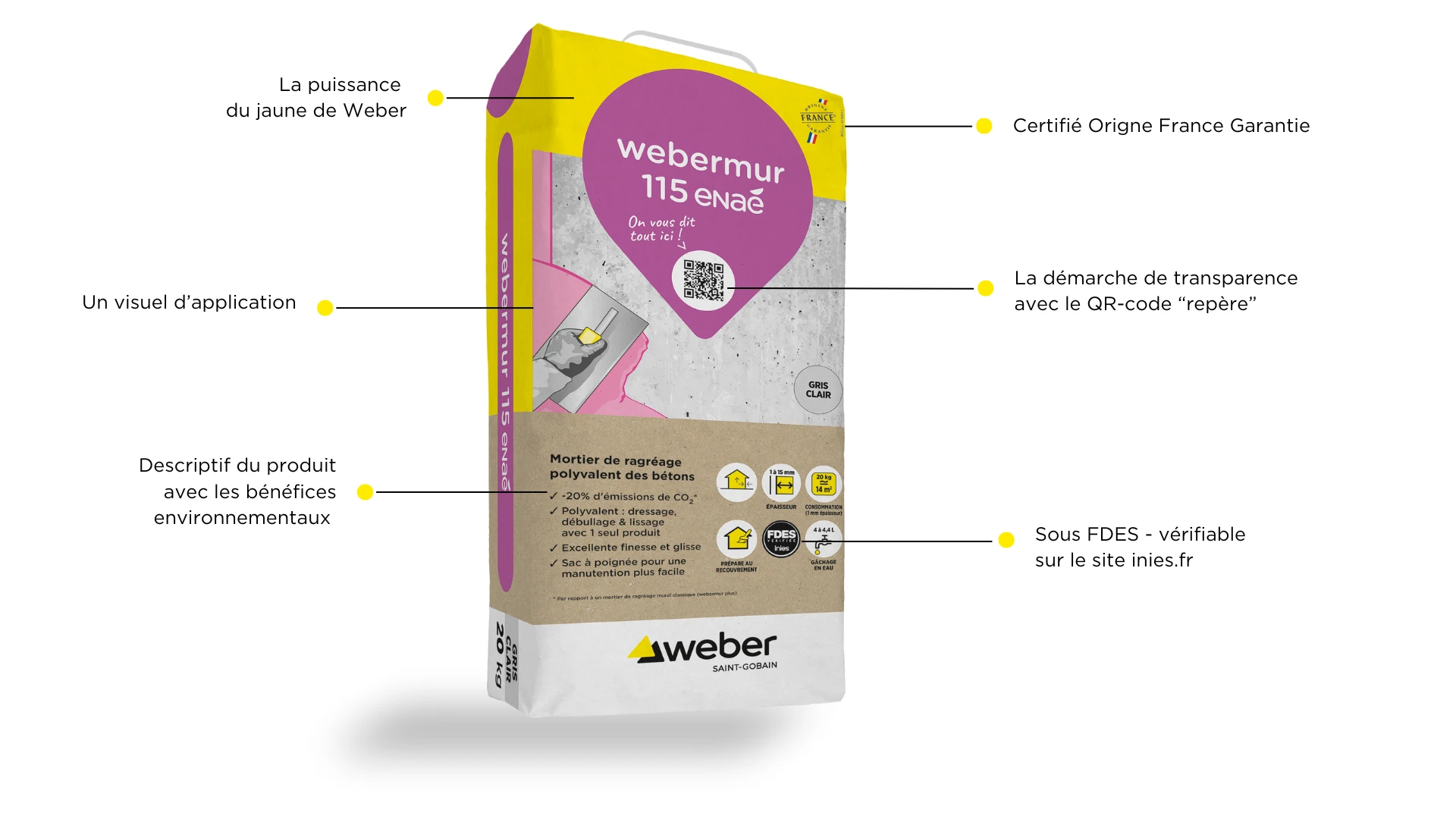 Packaging webermur 115 enaé - explications