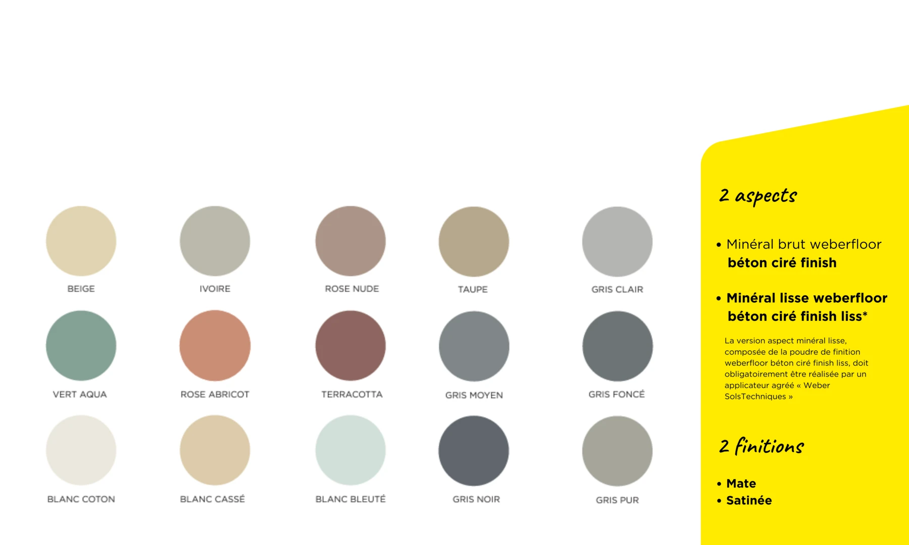 nuancier 15 couleur weberfloor béton ciré 