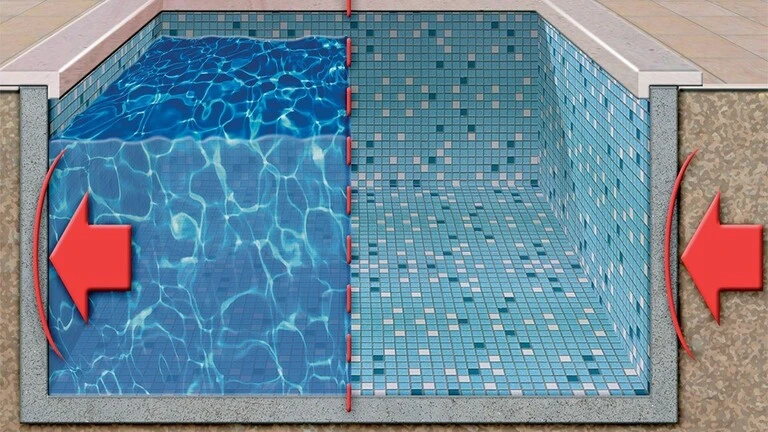 Le carrelage en immersion subit des pressions/contre-pressions