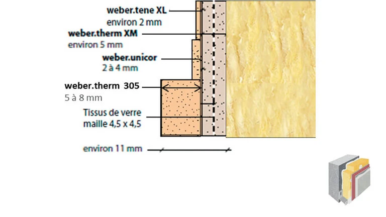 webertherm XM roche système  avec sous-enduit minéral "épais"