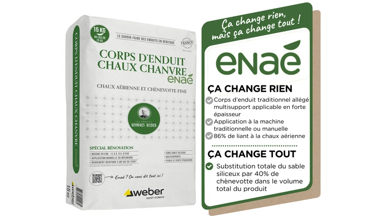 Corps d'enduit chaux chanvre enaé